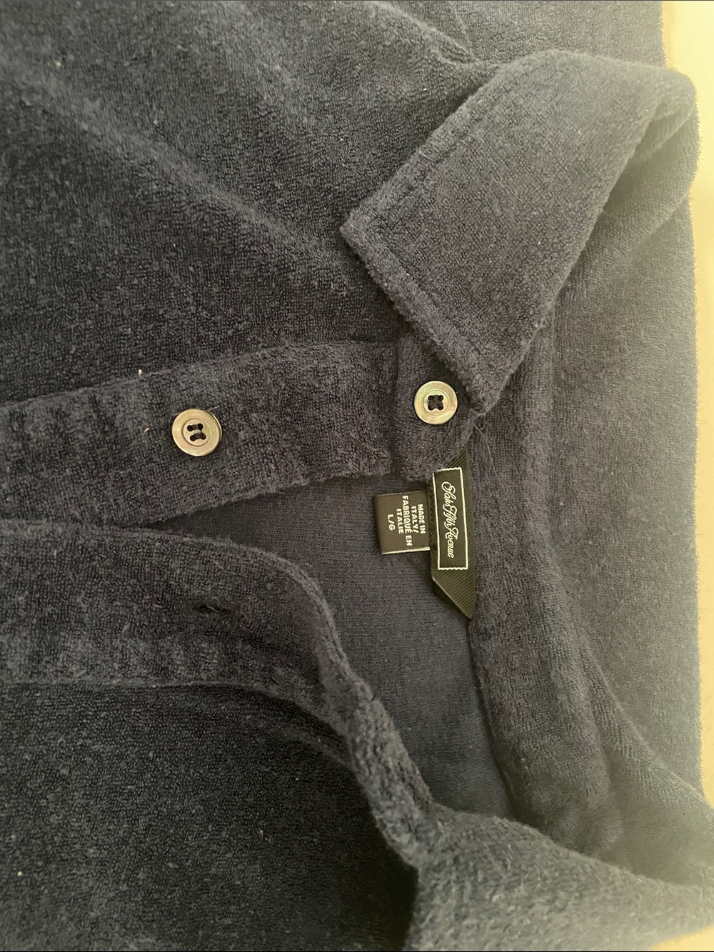 Saks Fifth Avenue Men’s Navy Terry Zip-Up Polo